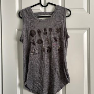 Gray tank with back cutout